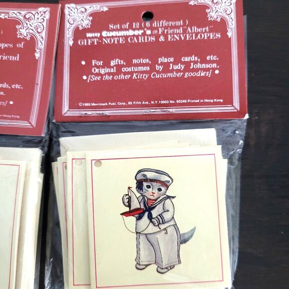 1980s Kitty Cucumber Friends Gift Note Cards Lot 36 w/ Envelopes 6 Designs Cats - Picture 4 of 11